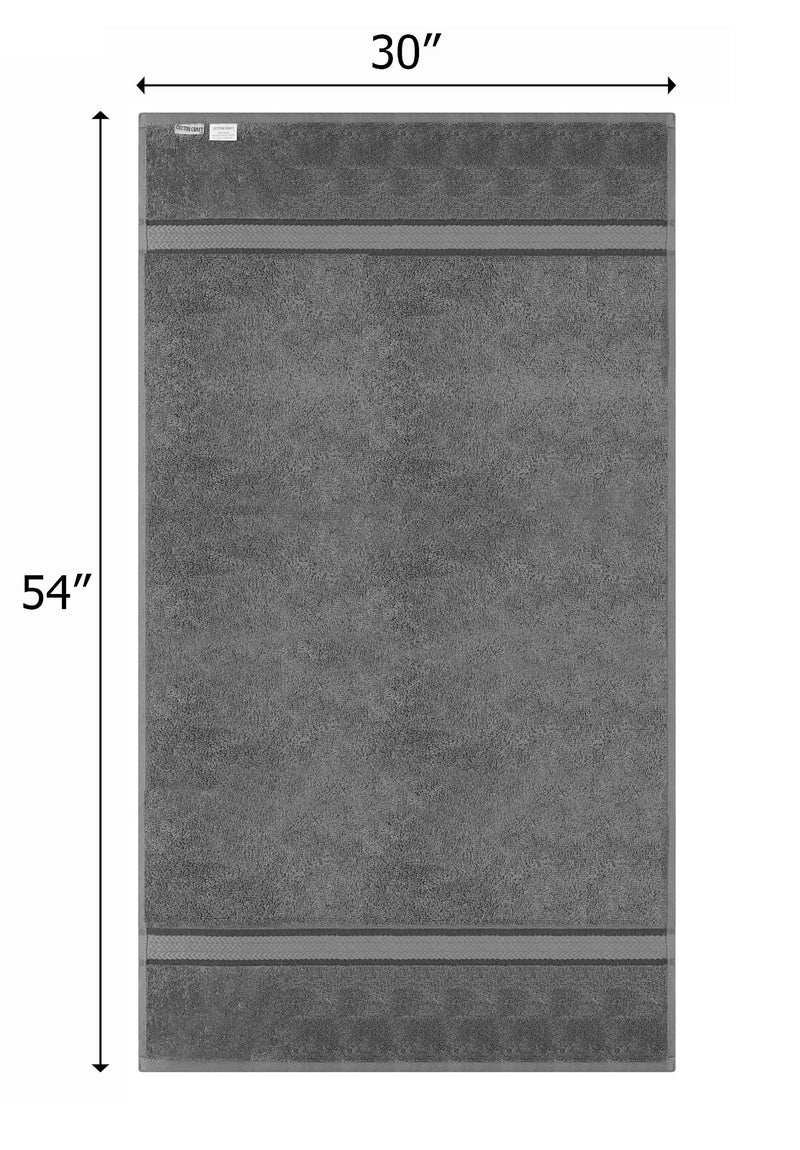 COTTON CRAFT - 4 Pack -Ultra Soft Oversized Extra Large Bath Towels 30x54 Charcoal- 100% Pure Ringspun Cotton - Luxurious Rayon Trim - Ideal for Daily Use - Each Towel Weighs 22 Ounces - Image 2